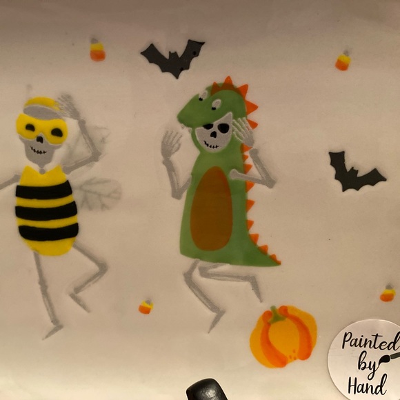 Dancing Skeletons In Halloween Costumes Rectangular Ceramic Platter - Picture 9 of 16